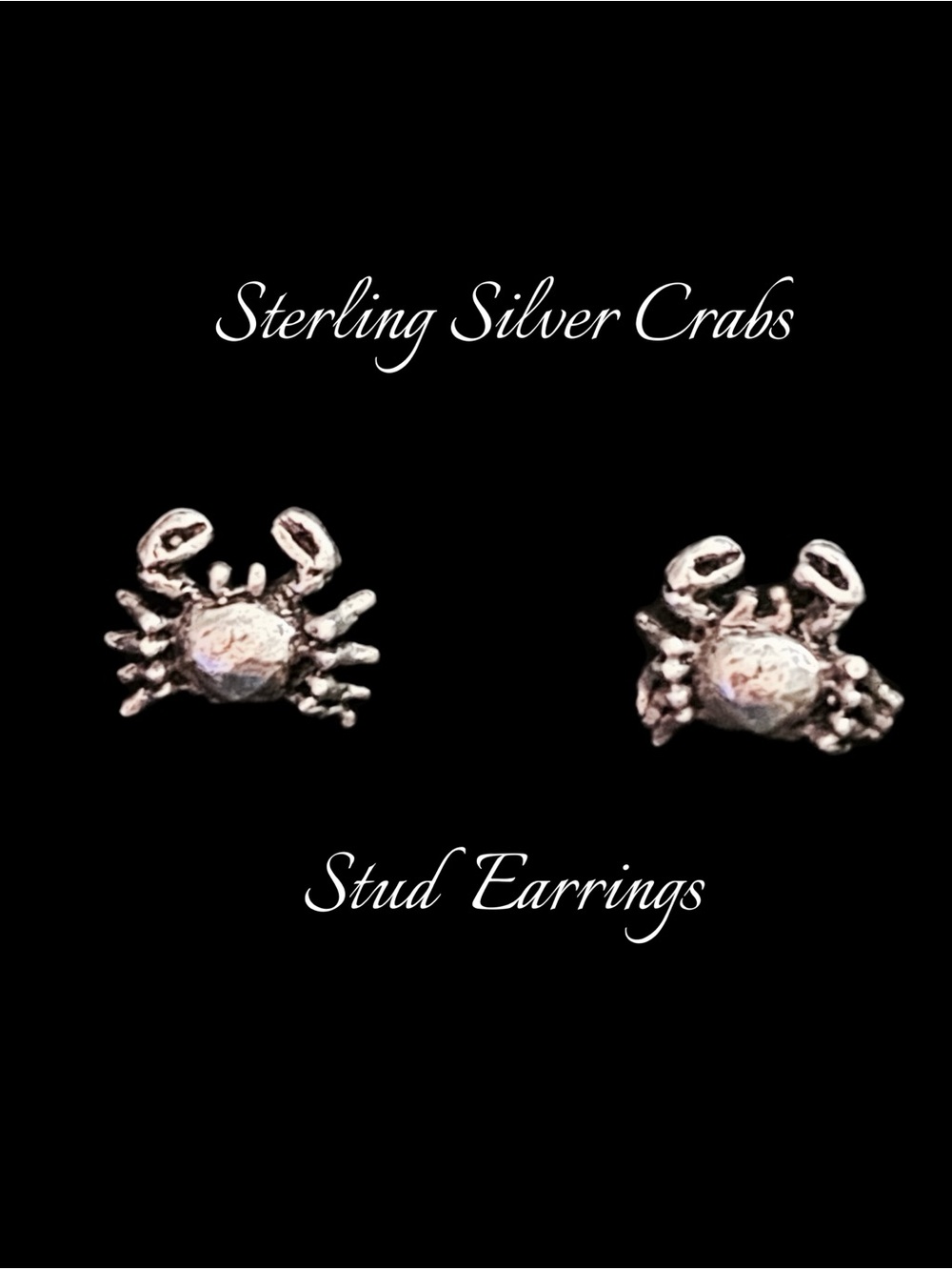 Sterling Silver Crab Stud Earrings - Silver